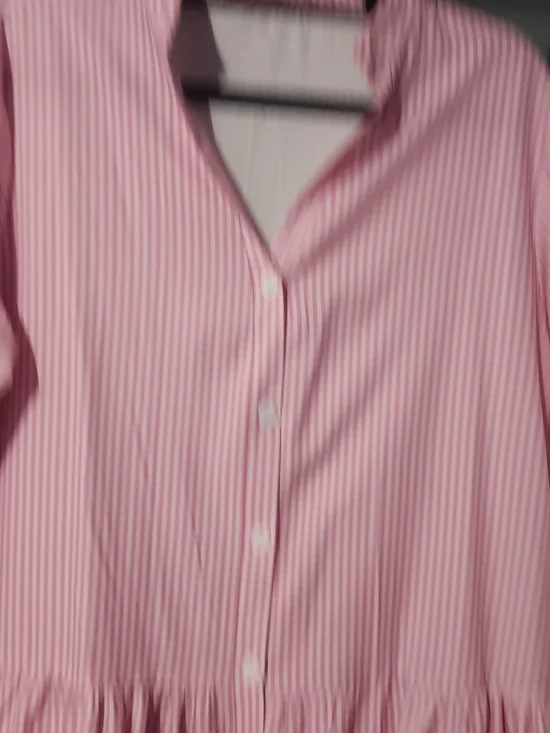 Women Pink Gingham Button-Front Tiered Dress - Picture 3 of 7